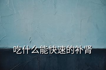 吃什么能快速的补肾