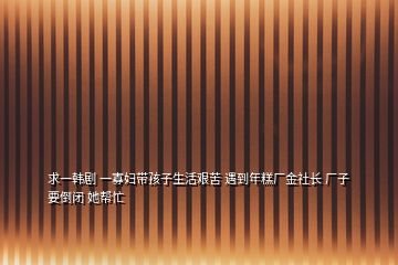 求一韩剧 一寡妇带孩子生活艰苦 遇到年糕厂金社长 厂子要倒闭 她帮忙